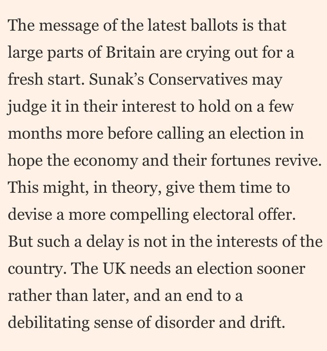 This is spot on @FT - the country needs change - to unlock new investment and new opportunity - the UK needs an election #GeneralElectionNOW