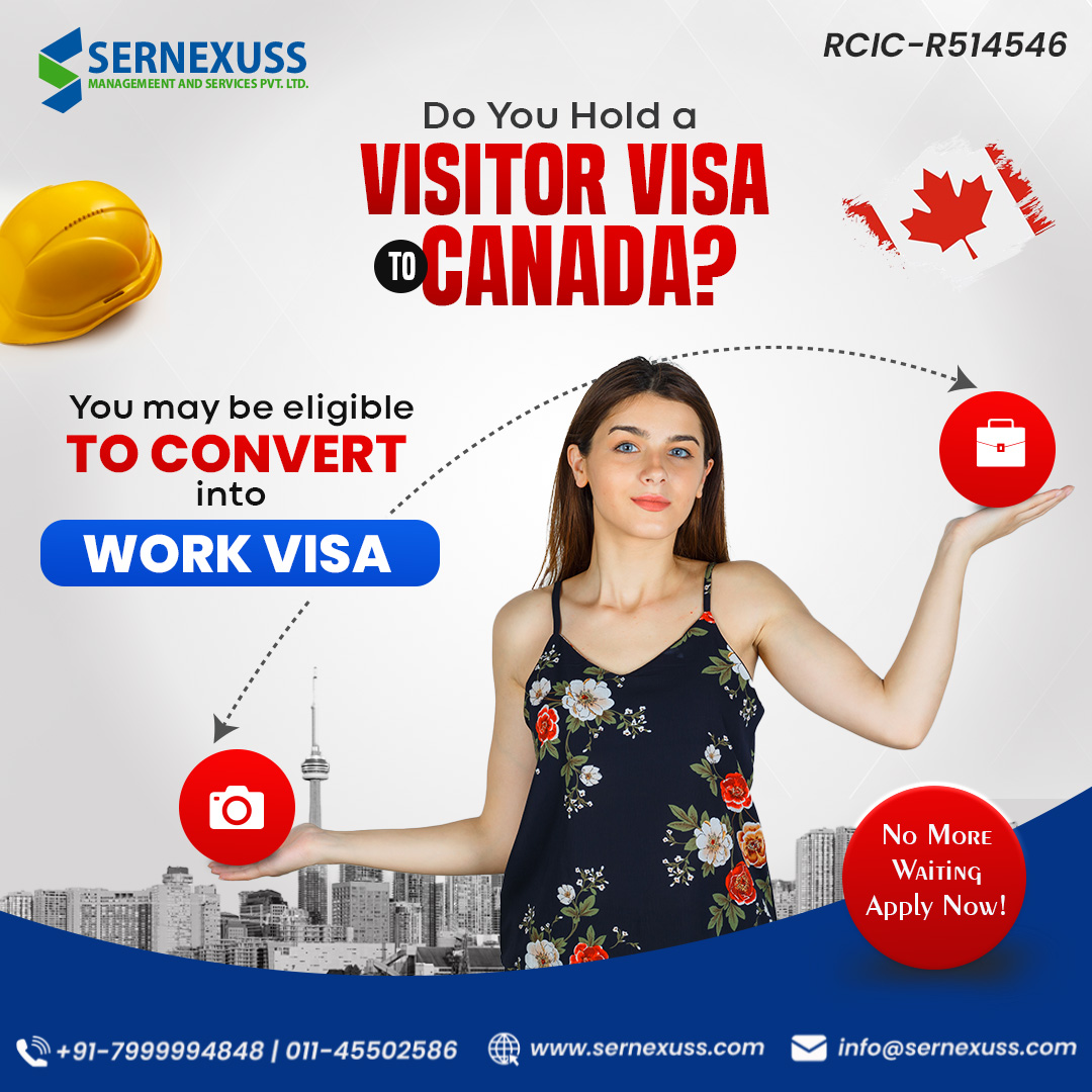 Convert your Canada visitor visa into a Canada work visa. Connect Sernexuss!! For more information call us at +91 7999994848 or drop an email to us at info@sernexuss.com You can also chat with our experts: bit.ly/3YFARfD #canadavisitorvisa #canadaworkvisa #sernexuss