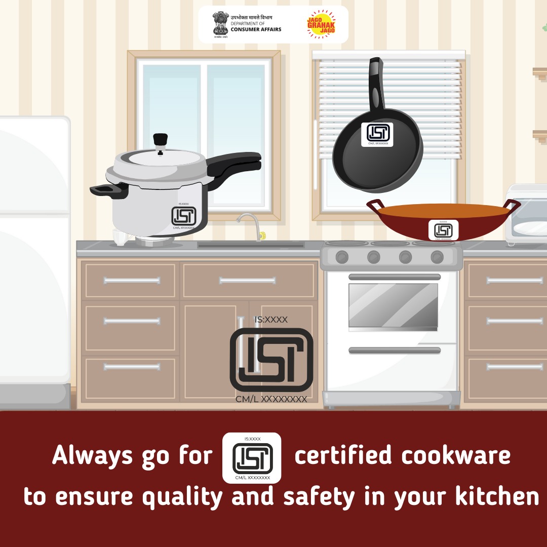 Opt for BIS-certified cookware for the utmost assurance of quality and safety in your kitchen. #BIS #ISImark #Safetyfirst
