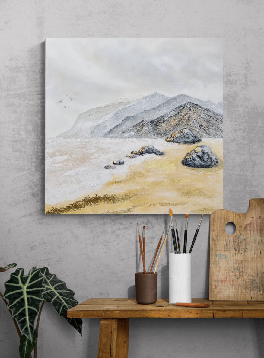Texture art. Modern art. 
“Fog in the mountains” 60x60 
Interior painting 
#painting #art #sale #mountainspainting #mountains #alps
#artnft
