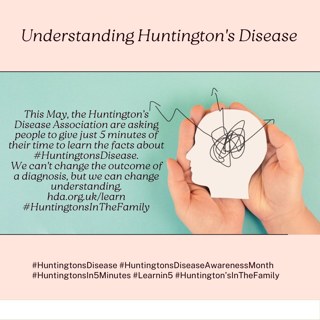 SLT's work with adults with progressive conditions such as Huntington's Disease. This month is Huntington's Awareness Month. Take just 5 minutes to learn more about this disease and it's impact on people and their families! hda.org.uk/learn. #HuntingtonsInTheFamily