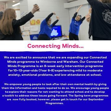 Great to see @DorsetMind Connected Minds programme. If you are a parent of a child (or know someone who could benefit) please let Dorset Mind know. More info (and link for referrals): buff.ly/3W0eofh
@DorsetYouth @YoungMindsUK @DorsetComFnd @NHSDorset @CYPMentalHealth