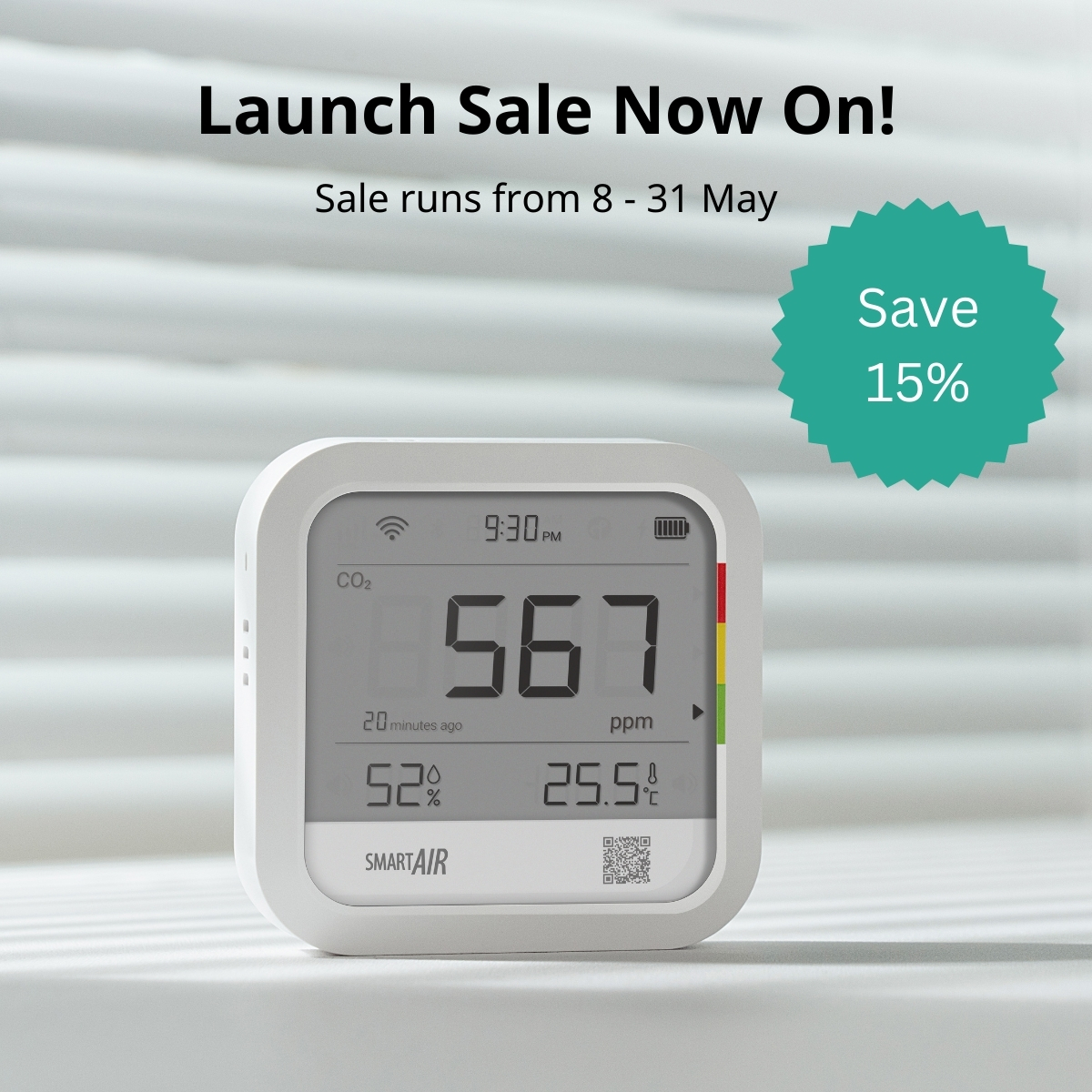 📢 New product time! The CO2 Monitor by Smart Air has made it to Kiwi shores! 🎉 Available now and until the end of May you can take an extra 15% off the already low price! Now just $127.49 with fast, free shipping NZ wide. snapair.co.nz/products/smart…