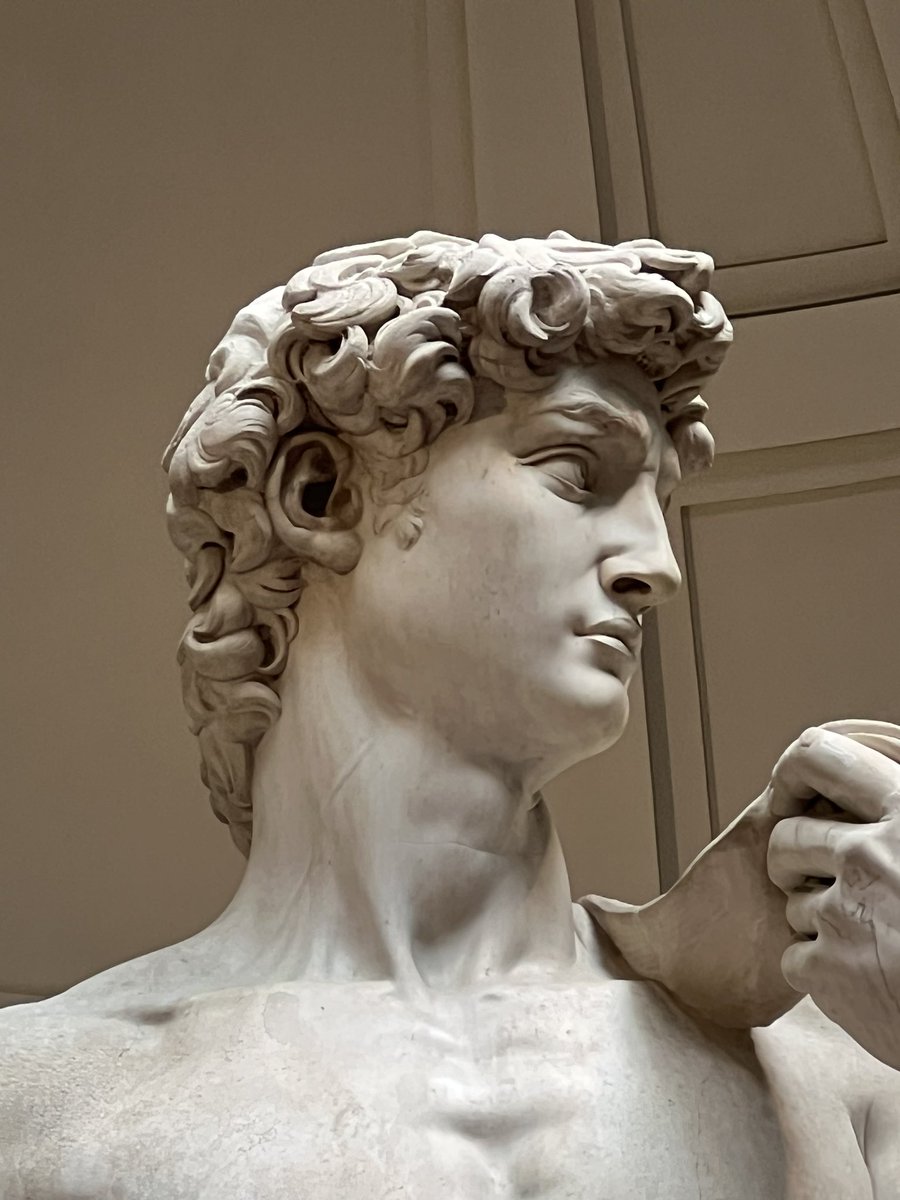 On this day last month in Florence when went to see Michelangelo's David at the Galleria dell'Accademia, sculpted from a block of marble that had been abandoned in the courtyard of the Cathedral of Florence - I love that part, that it was almost never used