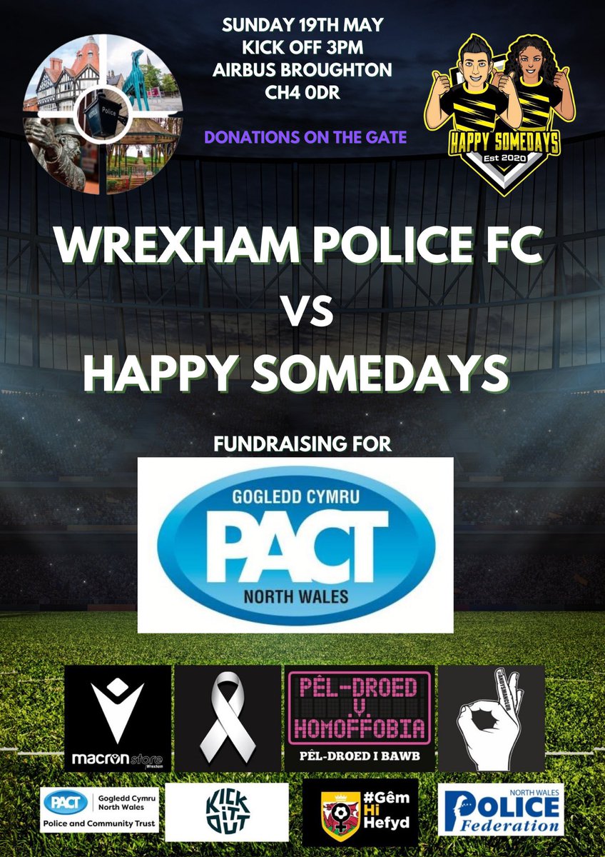 The season might be over for @Wrexham_AFC, but the other team in town @wrexhampolicefc have a busy fundraising fixture list throughout the summer & your support would be greatly appreciated! Upcoming fixtures - 🗓️12/05 🆚 @andysmanclubuk 🗓️19/05 🆚 @happy_somedays #Wrexham