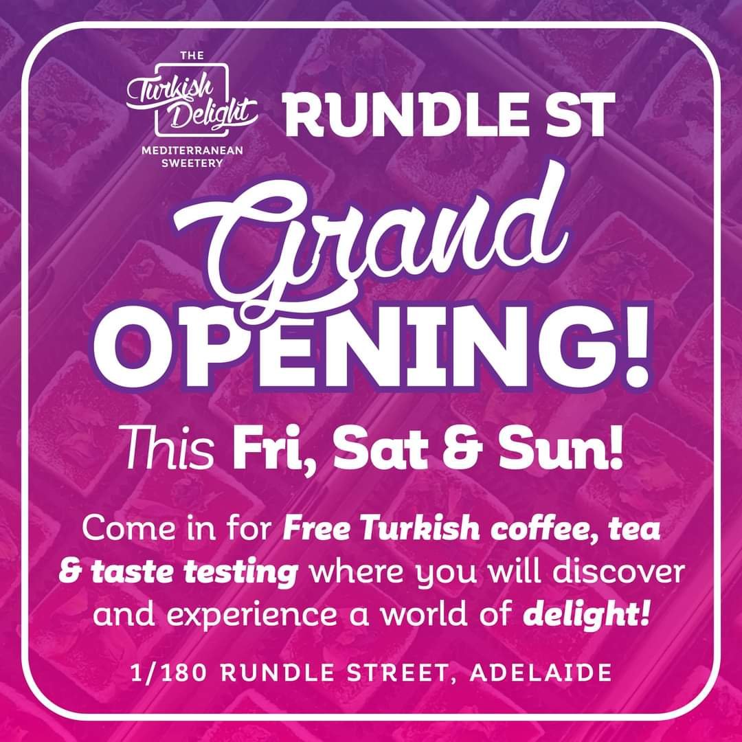 Hey Adelaide peeps, this place will be awesome, one of a kind, love Turkish delight, if they have an Argileh in there it's all over 🤣🤣🤣