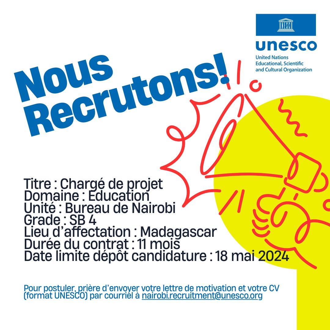 Wanna join the @UNESCO  team in #Madagascar ?  We are hiring!  Two new positions are now open:
#hiringalert 🚨