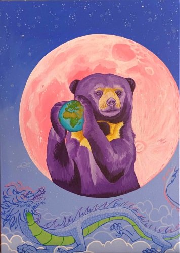 #Moonday #Sunbear #Earth #Dragonyear 🐲🐉🐻🌝⭐🌠🪐🧸
#acrylicpainting