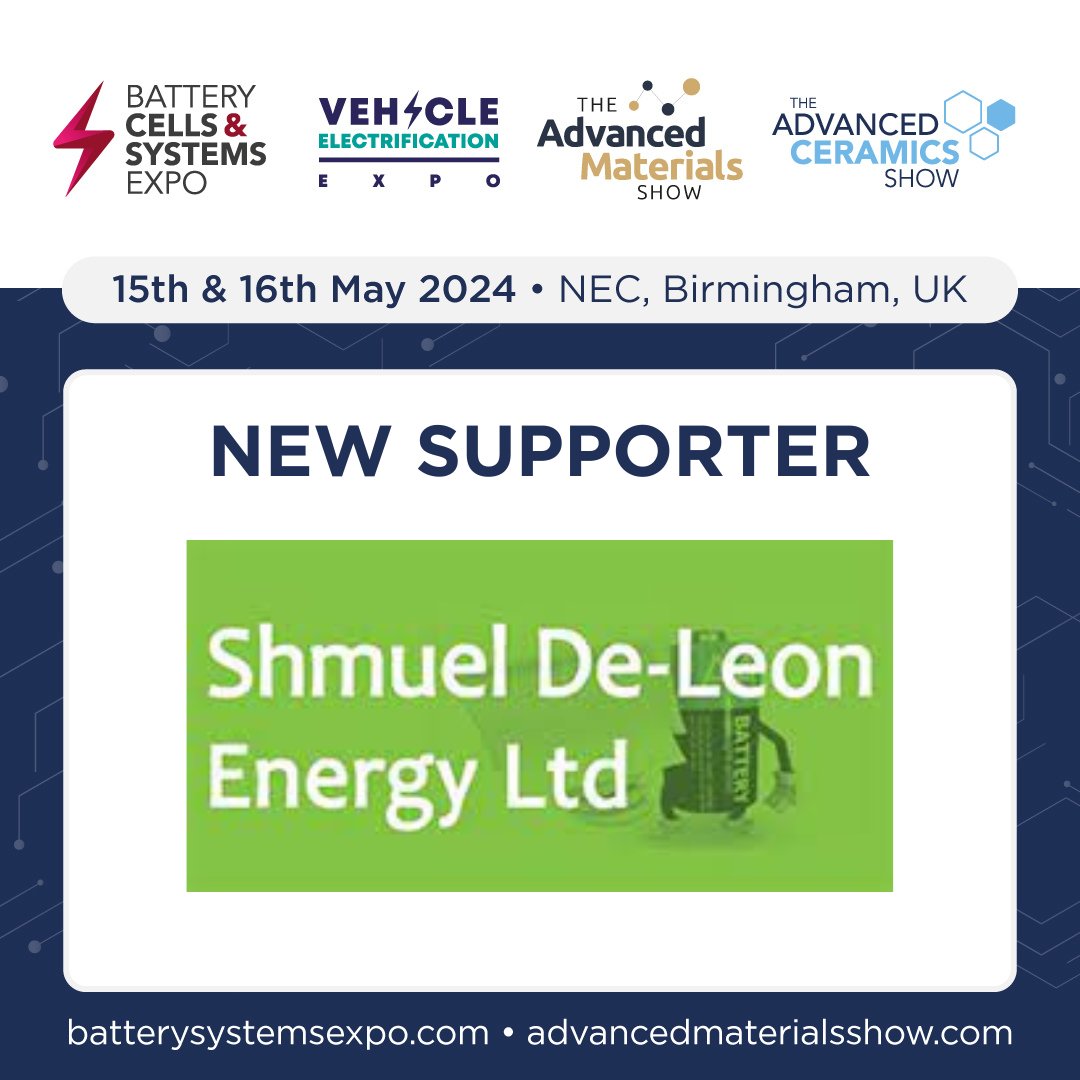 We are delighted to welcome @shmuel_de_leon to join us at the upcoming 2024 @MaterialsShow @CeramicsShow @VeExpo and @BatteryCellExpo Register for FREE: eventdata.uk/Forms/Default.…