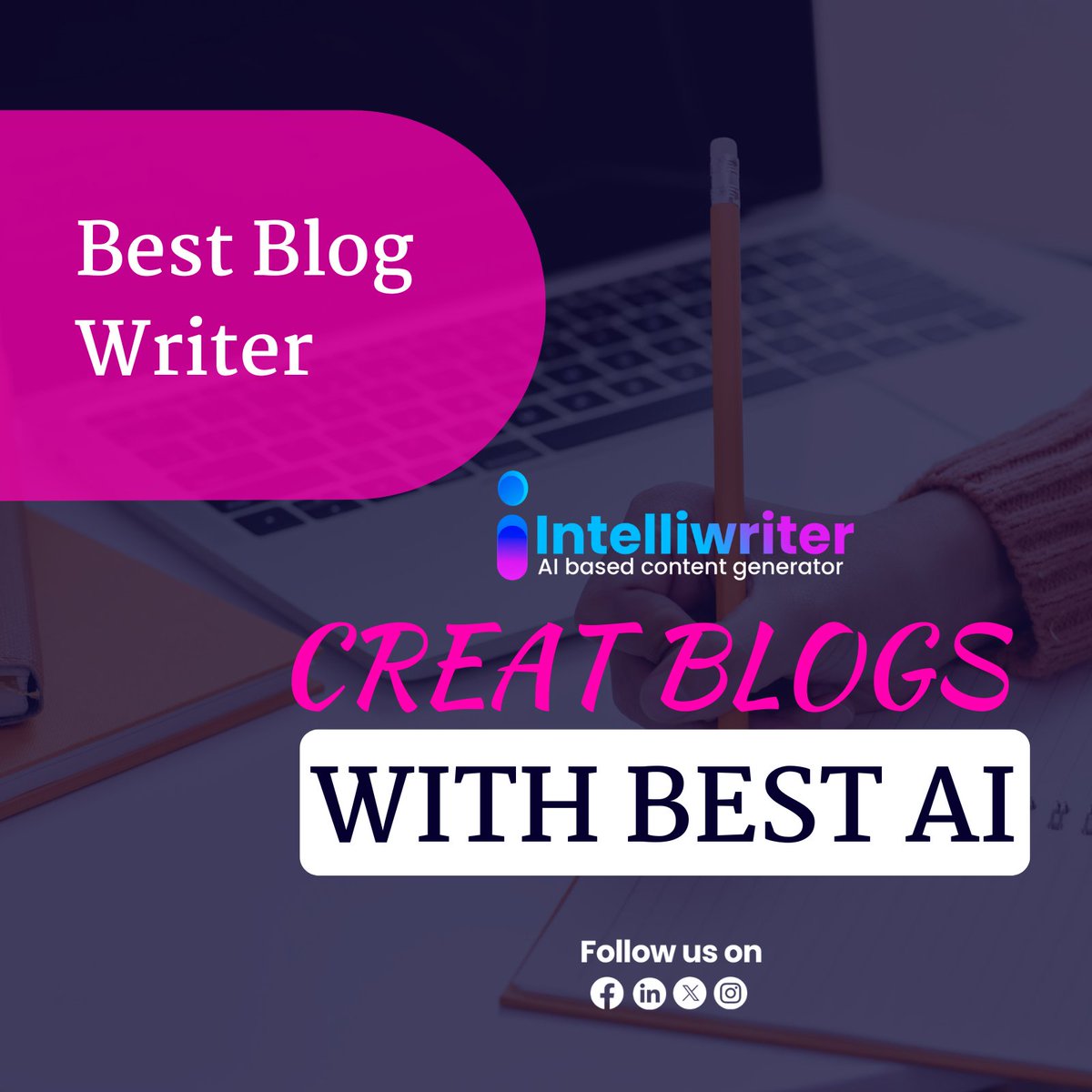 Here's why Intelliwriter is the best blog writer:

- AI-driven creativity: Generate engaging blog posts in minutes, powered by cutting-edge artificial intelligence technology.

intelliwriter.io

#Intelliwriter #AIbasedcontentgenerator #AIImagenerator #BlogWriter #AIContent