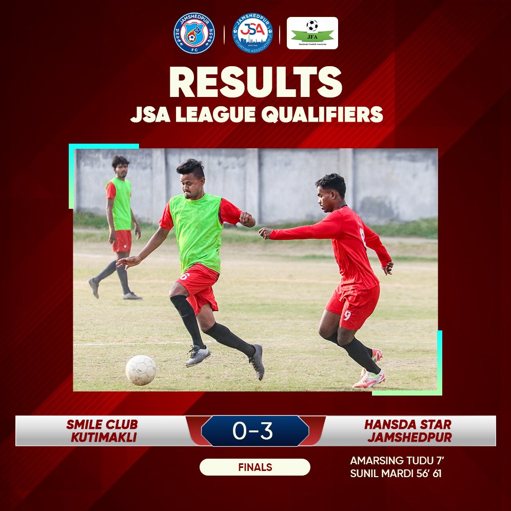 Hansda Star Jamshedpur and Smile Club Kutimakli secure their spots in the prestigious A Division of the JSA League after an intense showdown in the qualifiers.⚽🦾🎉

#ApnaJSALeague #jsaleague2024 #jsaleague #JamKeKhelo