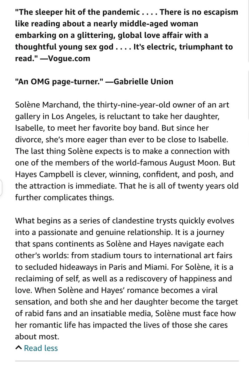 There's literary fiction. There's satire. There's fantasy.
And then there's the #1 best seller in the Kindle store, a story about a 39-year-old single mother finding love with a 20-year-old boy band singer.

It is placed in the uber-fantaspornfarcical genre.