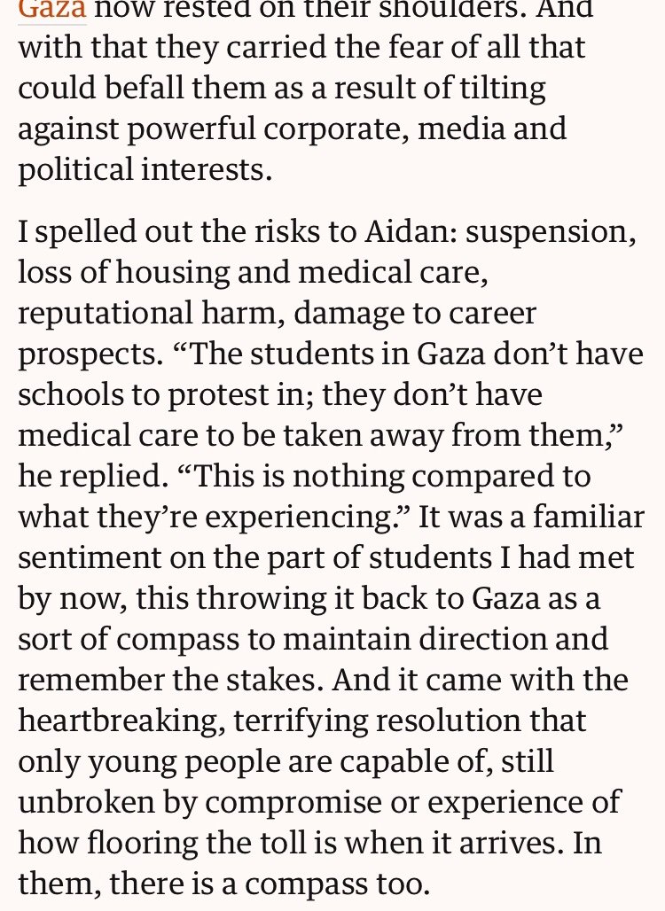 This article by @NesrineMalik on the student protests is nuanced, calm and morally courageous. Please read it. theguardian.com/commentisfree/…