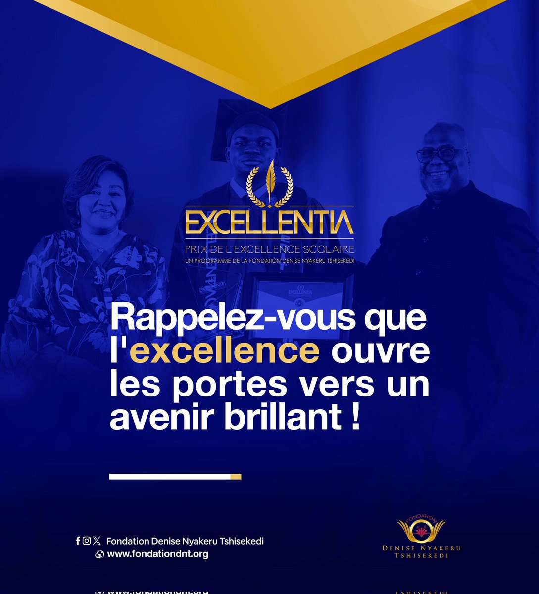 'Qui cherche la perfection obtient l'excellence.' - Jori Cazilhac Aujourd'hui, le 6 mai, débute l'examen d'État hors session en République Démocratique du Congo. La @FondationDNT encourage tous les finalistes du Secondaire de la #RDC à viser haut, à travailler dur et à donner le