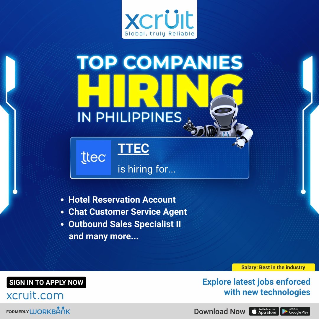 Ready to join a dynamic team in Philippines?
Apply now!
bit.ly/3LzSglO (Link in Bio)
or download the Xcruit app now.
Available on -
Play Store - bit.ly/3O2W9RN
&
App Store - bit.ly/3tV8wZc

#Xcruit #JustXcruitBro #Recruitorr #jobshiring #Hiringalert