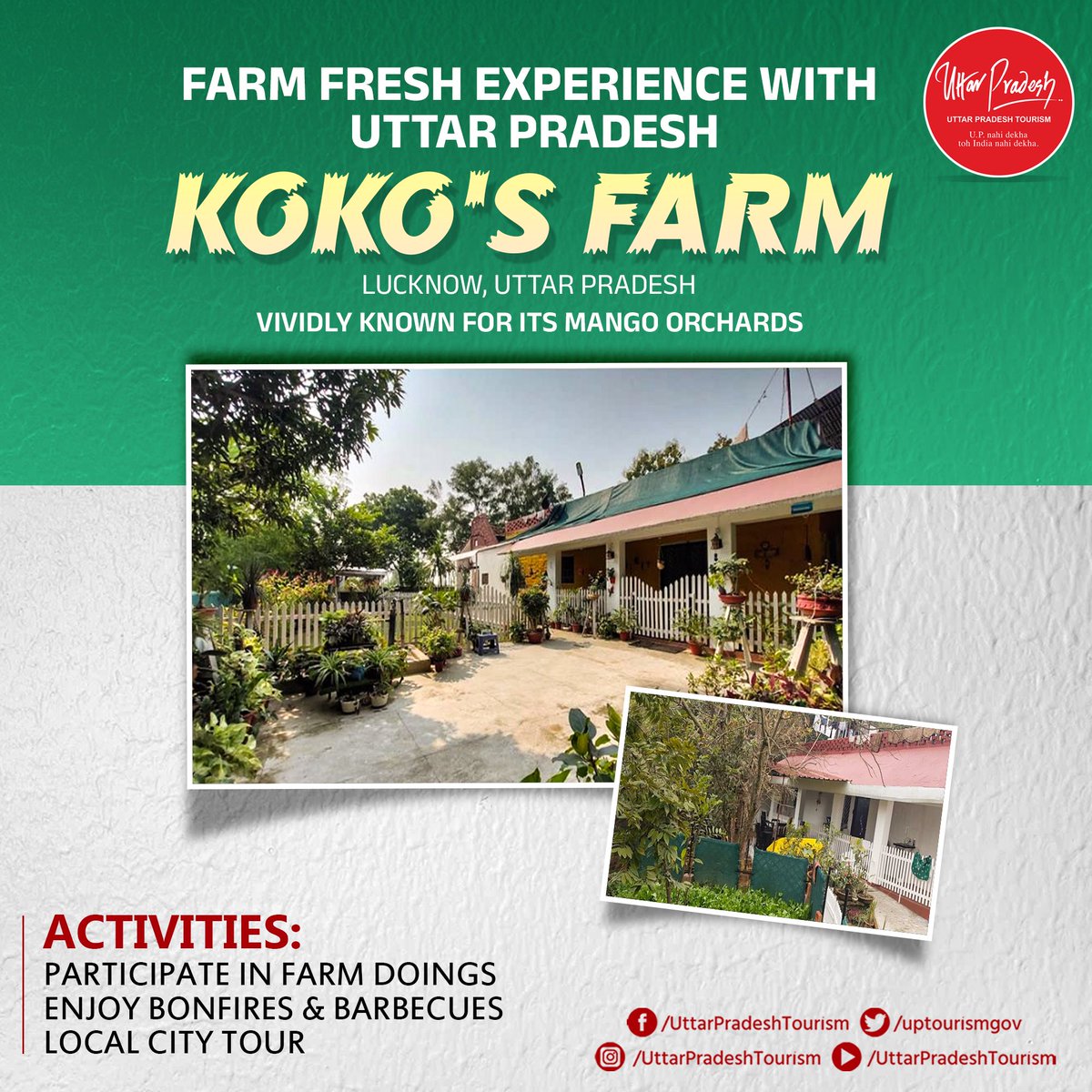 Nestled away from the hustle and bustle of the city is #Koko's #Farm. It offers a charming and beautiful escape from  city's chaos, rendering an ideal farm experience!

#FarmStay #PlantNursery #FreshProduce #PetFriemdly #Farmhouse #UPTourism #Lucknow #UttarPradesh
@MukeshMeshram