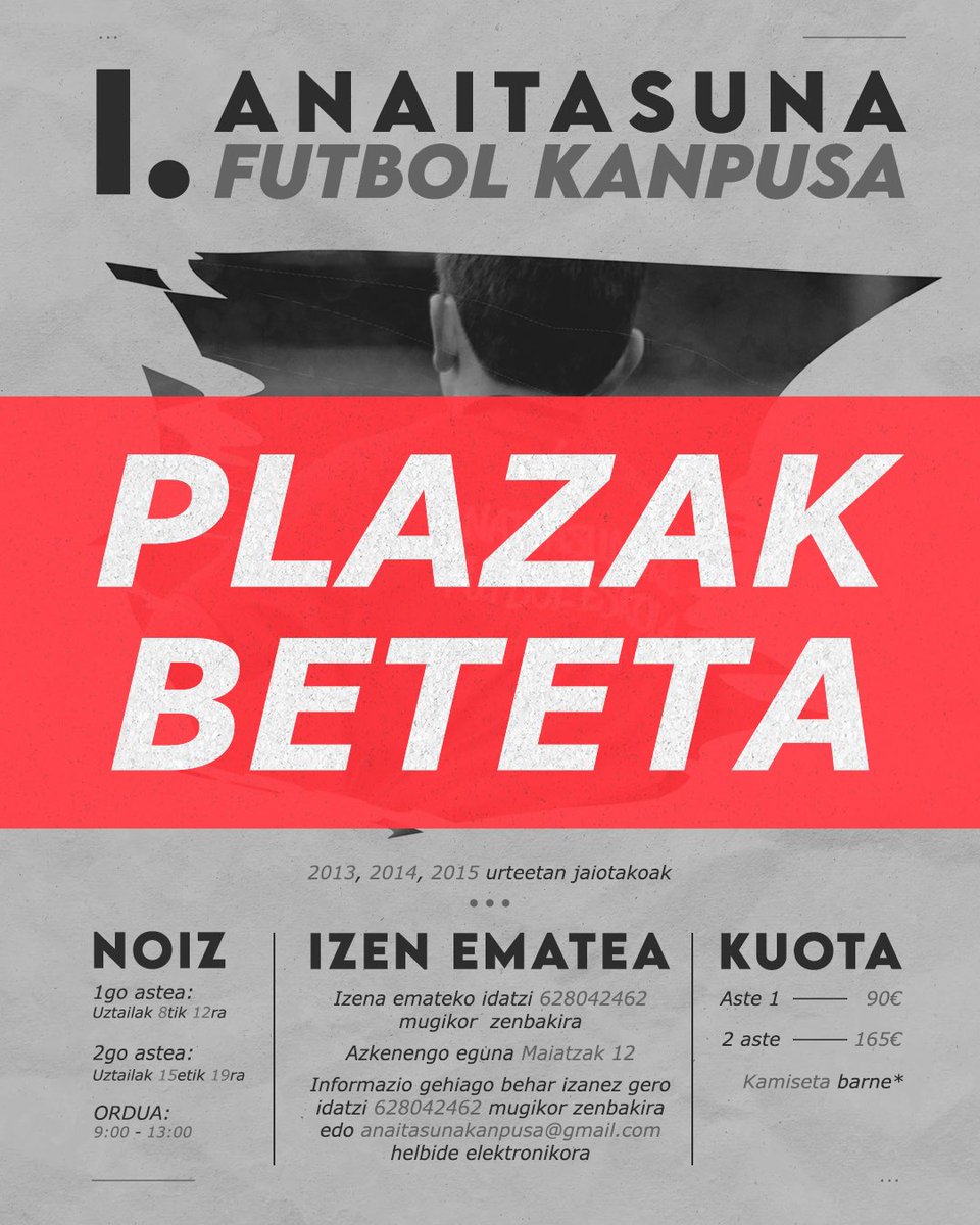 🚨 | 𝐊𝐚𝐧𝐩𝐮𝐬𝐞𝐤𝐨 𝐩𝐥𝐚𝐳𝐚𝐤 𝐛𝐞𝐭𝐞𝐭𝐚! Eskerrik asko izena eman duzuen guztioi, uztailean ikusiko gara! 💪🏻 #AupaAnai