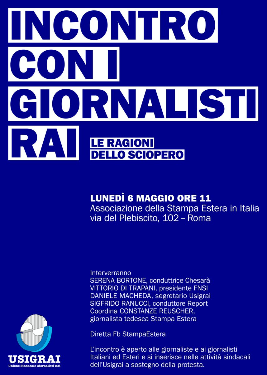 Oggi giornaliste e giornalisti Rai d testate (ad eccezione del Gr che già scioperato il 27/4), reti e ufficio stampa in sciopero. 

Queste le ragioni: usigrai.it/il-6-maggio-i-…