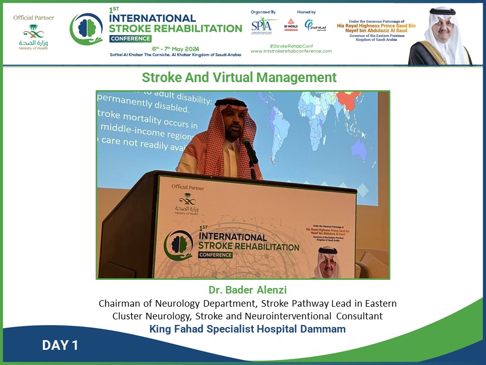 🔍 Dive into the future of #stroke management with Dr. Bader Alenzi, Chairman of #Neurology Department, #StrokePathway Lead in Eastern Cluster Neurology, @Stroke and #Neurointerventional Consultant at King Fahad Specialist #Hospital #Dammam.
#StrokeRehabConf  #StrokeCare