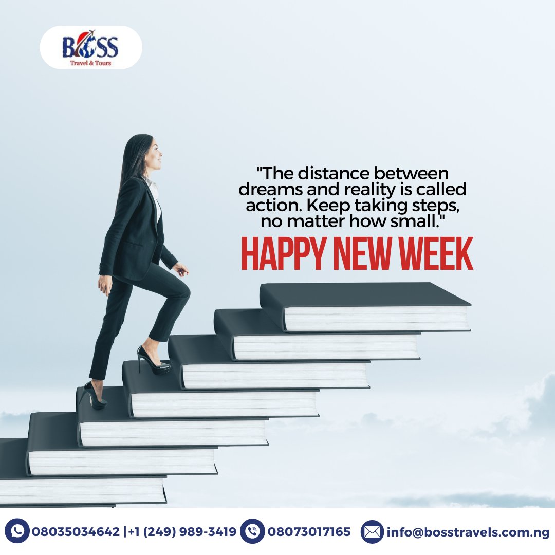 'The distance between dreams and reality is called action. Keep taking steps, no matter how small.'
Happy new week 💝

__
#travelsandtours #travelsandtours✈️ #studyabroad #internationalstudent #scholarships #europe #newzealand #austrailia #travelagencyinlagos  #newweek