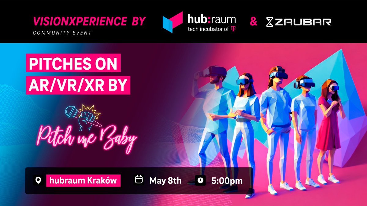 👓Kraków, you can now try the hottest #XR headset and explore the future of XR at our #VisionXperience event with @ZAUBARcompany this Wednesday! Pitch your solution and connect with a community of AR & VR pioneers. 👇 Last spots available, register here: bit.ly/3xQtsSD