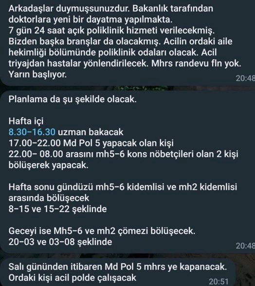 ‼️Ankara Bilkent Şehir Hastanesinde tüm polikliniklerin 7/24 hizmet vereceği iddia edildi. Hiçbir kamu dairesi 7/24 hizmet vermezken; acil olmayan poliklinik hizmetinin, gece açık olmasının neden dayatıldığı anlaşılamadı. Gece çalışan hekim ertesi gün hizmet vermeyecek, yani