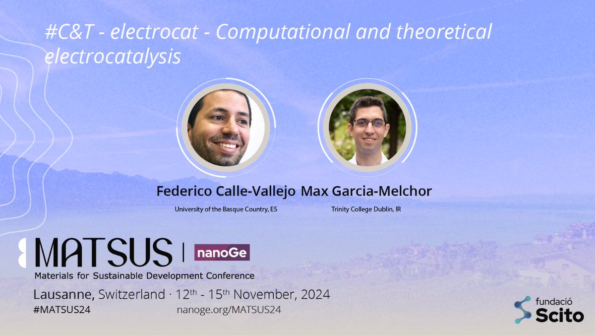 🟣Explore computational modelling of #CO2 electroreduction, #O2 #Electrocatalysis, #Hydrogen evolution and #Nitrogen cycle electrocatalysis at #MATSUS24 @nanoGe_Conf 📍Lausanne, Switzerland 🗓️12th-15th November 2024 🔗Submit your oral abstract here: nanoge.org/MATSUSFall24/h…