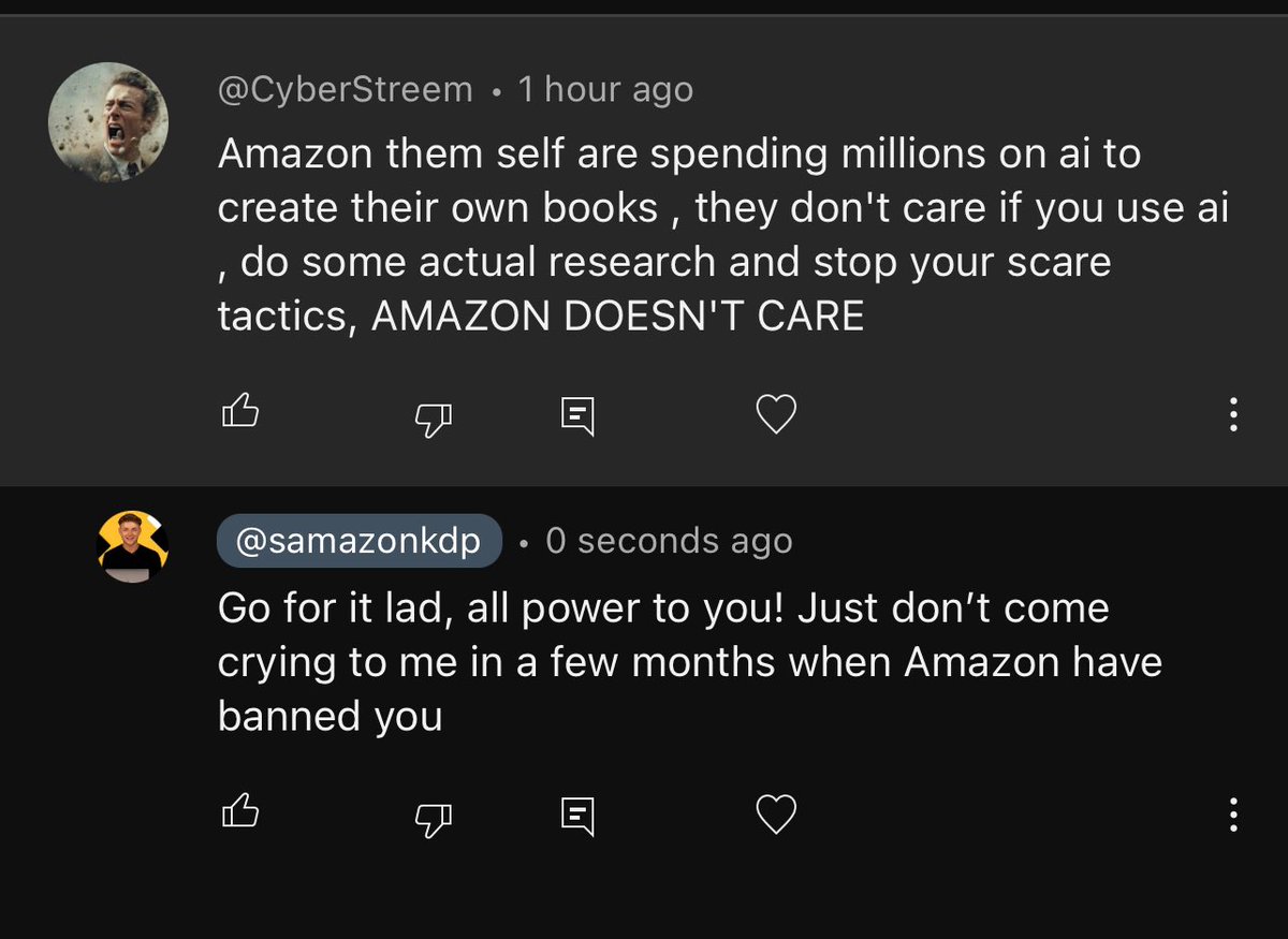 It’s official!!!

Amazon no longer care if you make fully AI books…

Source:@cyberstreem

Idiots like this are the reason why so many people are getting banned on Amazon and losing their income

Just for clarity, this is sarcasm… don’t make fully AI books