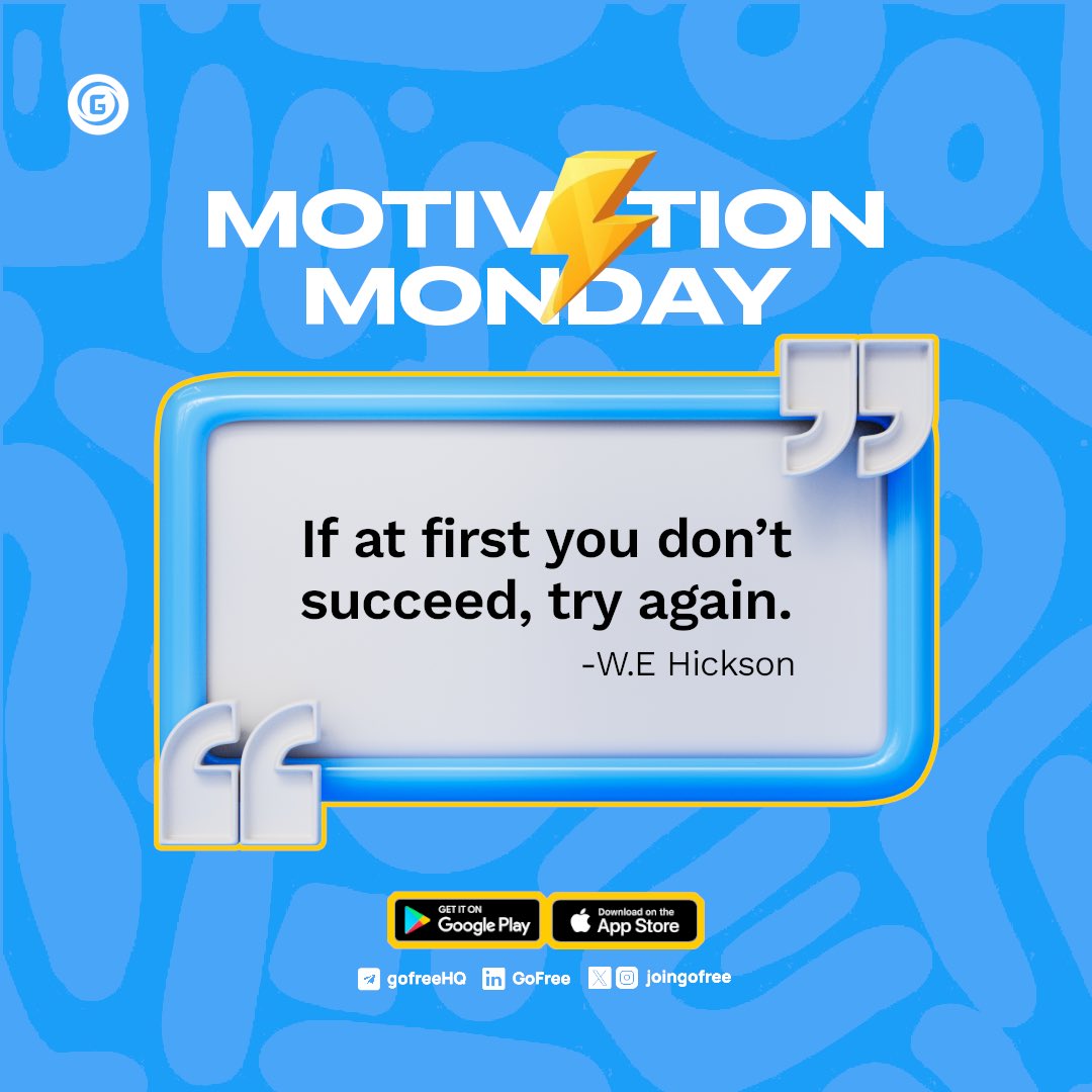Kickstart your week with a motivation.

Download Gofree for Speedy Transfers and Transactions, receive money within seconds🥂
#joingofree #finance #happynewweek