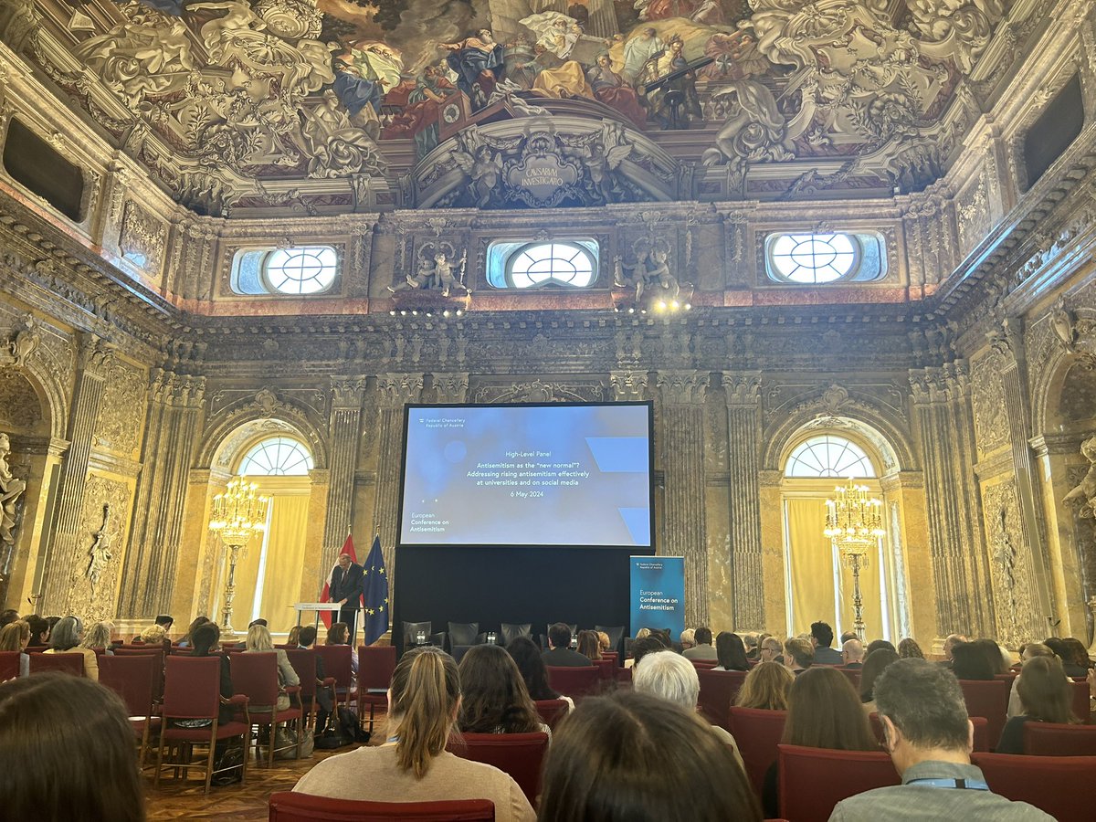 At the European Conference on Antisemitism, organized by the Federal Chancellery of the Republic of Austria, in the impressive building of the Austrian Academy of Sciences.