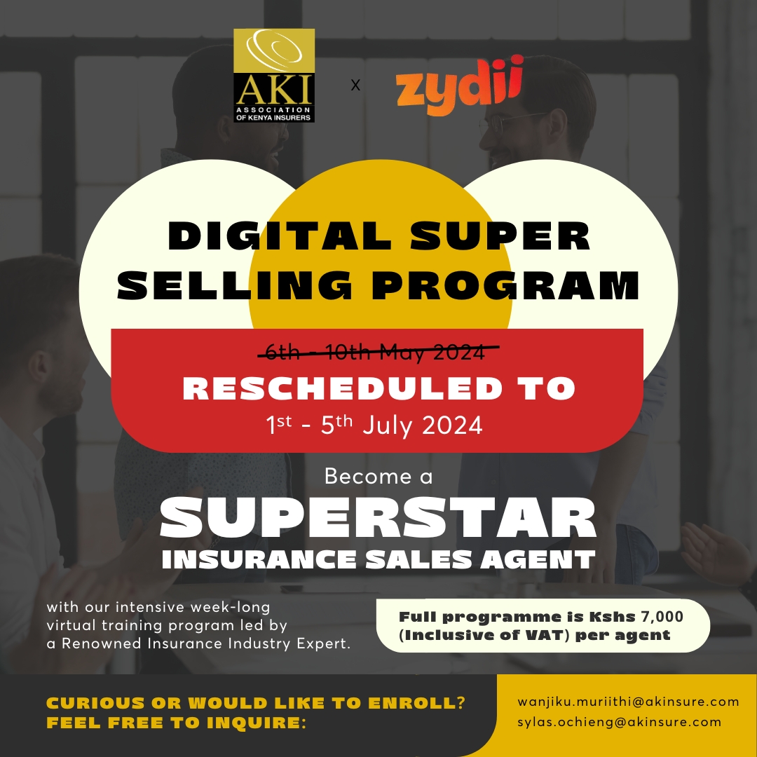 The DIGITAL SUPER SELLING PROGRAM, powered by AKI and @ZydiiAfrica is rescheduled for July 1st-5th. 
 
Take advantage of the extended registration period and sign up now- bit.ly/superselling20…
 
#InsuranceCareers #DigitalLearning #AKI