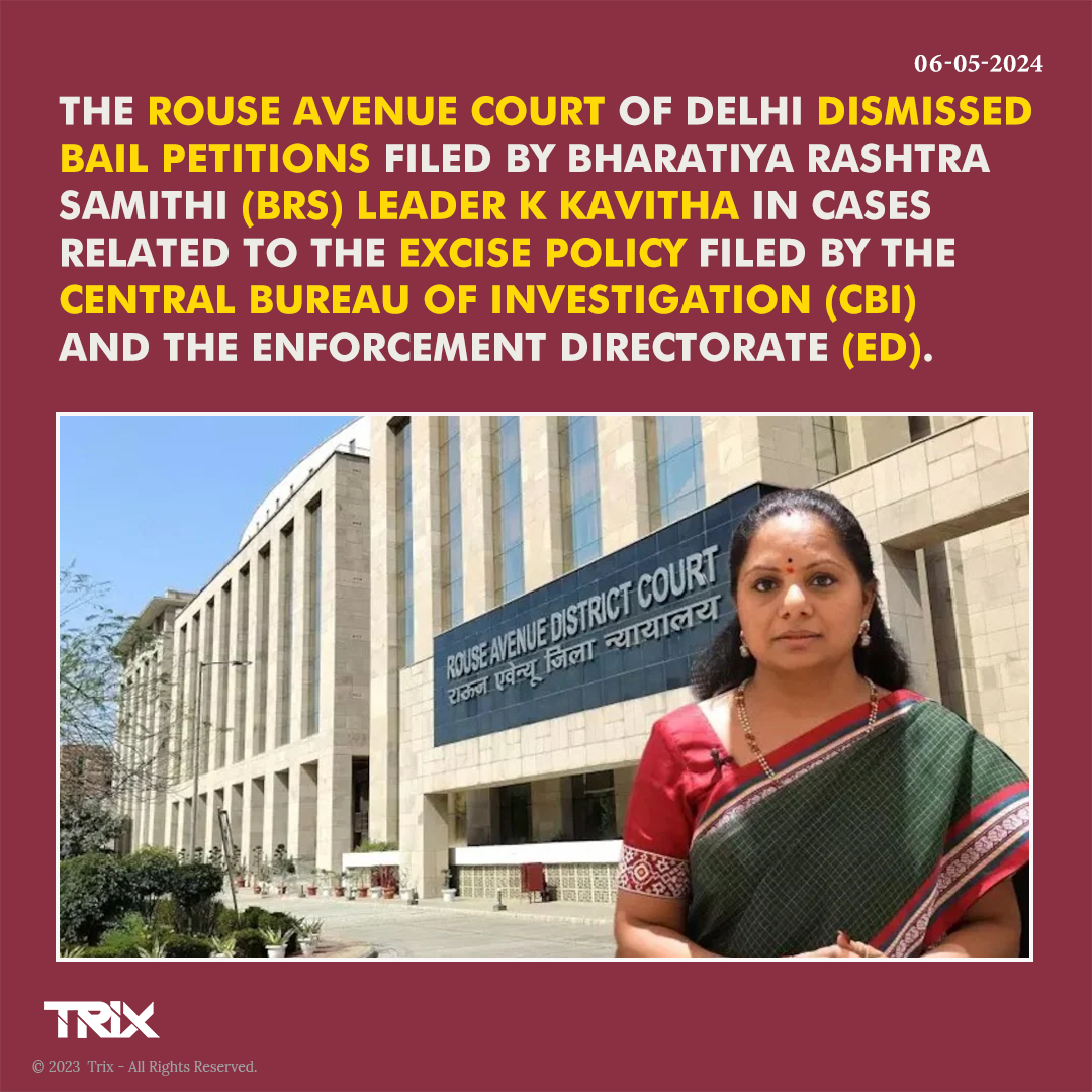 'Delhi Court Denies Bail to BRS Leader K Kavitha'.

#DelhiCourt #BailDenied #KKavitha #BRSLeader #CBI #ED #ExcisePolicy #LegalUpdate #LegalNews #trixindia #CourtRuling #EnforcementDirectorate #cbiinvestigationforsushant #DelhiLegal #LegalCase