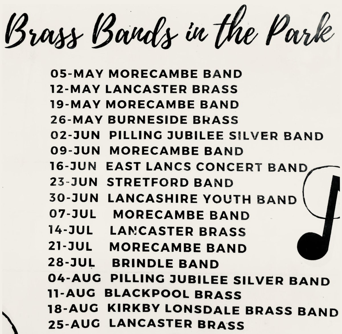 If you love the sound of a brass band, get yourself to Morecambe’s Happy Mount Park on a Sunday because our @LancasterCC are putting on a summer season featuring our local brass bands throughout 2024.