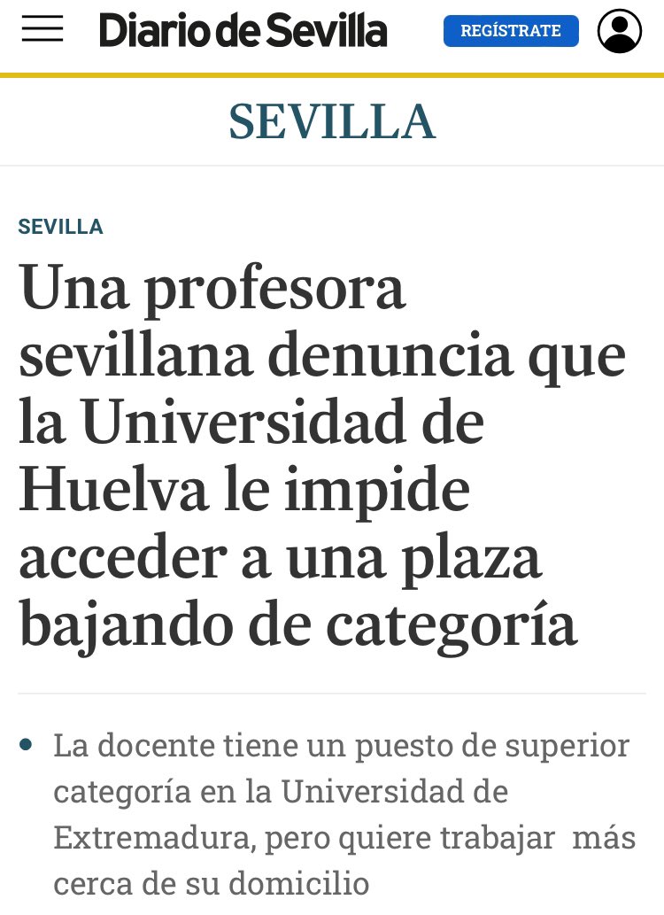 OIntegridadEsp's tweet photo. O esto ha sido un error que esperemos sea subsanable o se avecinan problemas de interpretación según la universidad. 

“Una profesora sevillana denuncia que la Universidad de Huelva le impide acceder a una plaza bajando de categoría”

https://t.co/Mq9HWaoXop https://t.co/tbDHqoW0kz