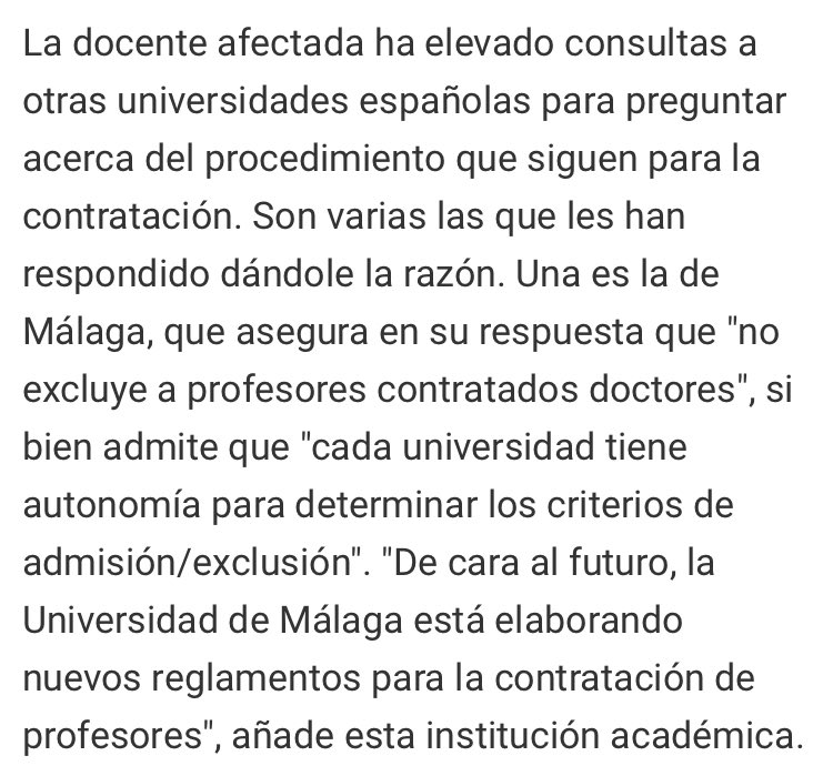 O esto ha sido un error que esperemos sea subsanable o se avecinan problemas de interpretación según la universidad. 

“Una profesora sevillana denuncia que la Universidad de Huelva le impide acceder a una plaza bajando de categoría”

diariodesevilla.es/sevilla/profes…