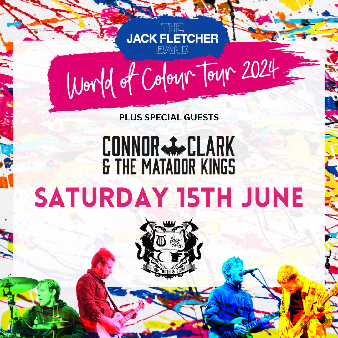 So the opening weekend of our “World of Colour” Tour is fast upon us and sees us start in Scotland 🏴󠁧󠁢󠁳󠁣󠁴󠁿 14th June - Edinburgh 15th June - Inverness Tickets ⬇️ thejackfletcherband.com