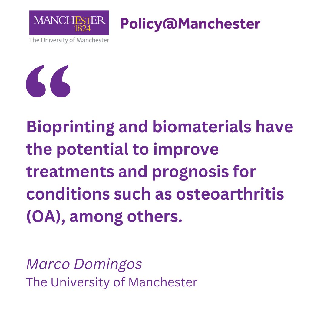 🔬3D bioprinting technologies hold huge potential to transform patient care and treatment. 📑But current legislative boundaries are poorly defined and create unnecessary delays in getting these new technologies to patients. 🔗Read more here: blog.policy.manchester.ac.uk/sci-tech/2024/…