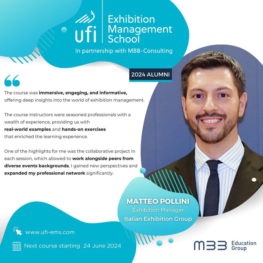 🚀 Are you ready to take your career to the next level and broaden your professional network? 📆 Secure your spot now for the UFI Exhibition Management programme's upcoming course, taking place from 24 June - 2 July: brnw.ch/21wJuQ1 #ufi #ufiems #education #eventprofs