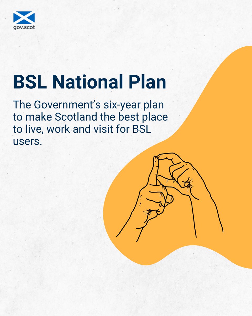 Today marks the beginning of #DeafAwarenessWeek.

BSL is the first language for many deaf and deafblind people in Scotland.

@ScotGov has produced a 6-year plan to make Scotland the best place in the world for BSL users to live, work, visit and learn.

➡️ bit.ly/3PqRWYP