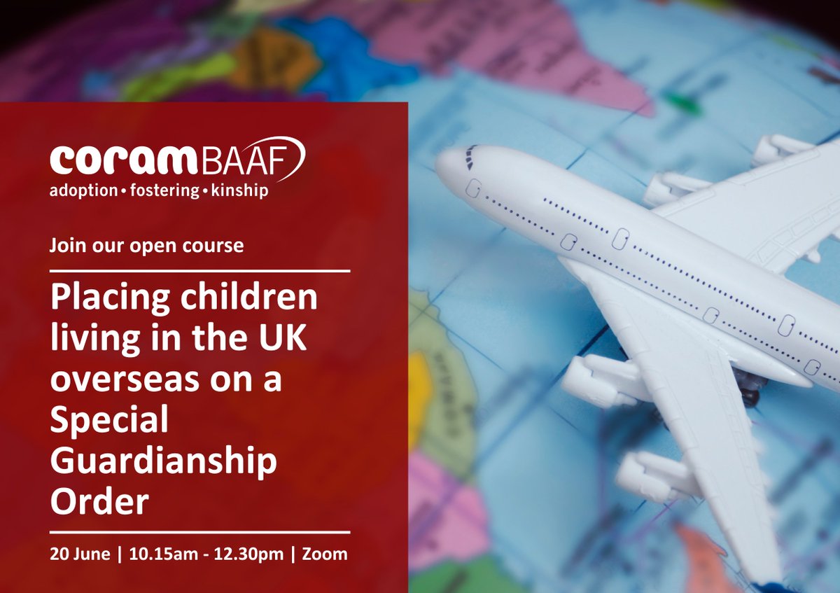 Placing children living in the UK overseas on a Special Guardianship Order 20 June | 10.15am - 12.30pm | Zoom We will provide an overview of the legal and practice issues regarding special guardianship for children being placed abroad. ow.ly/QQym50RvLf5