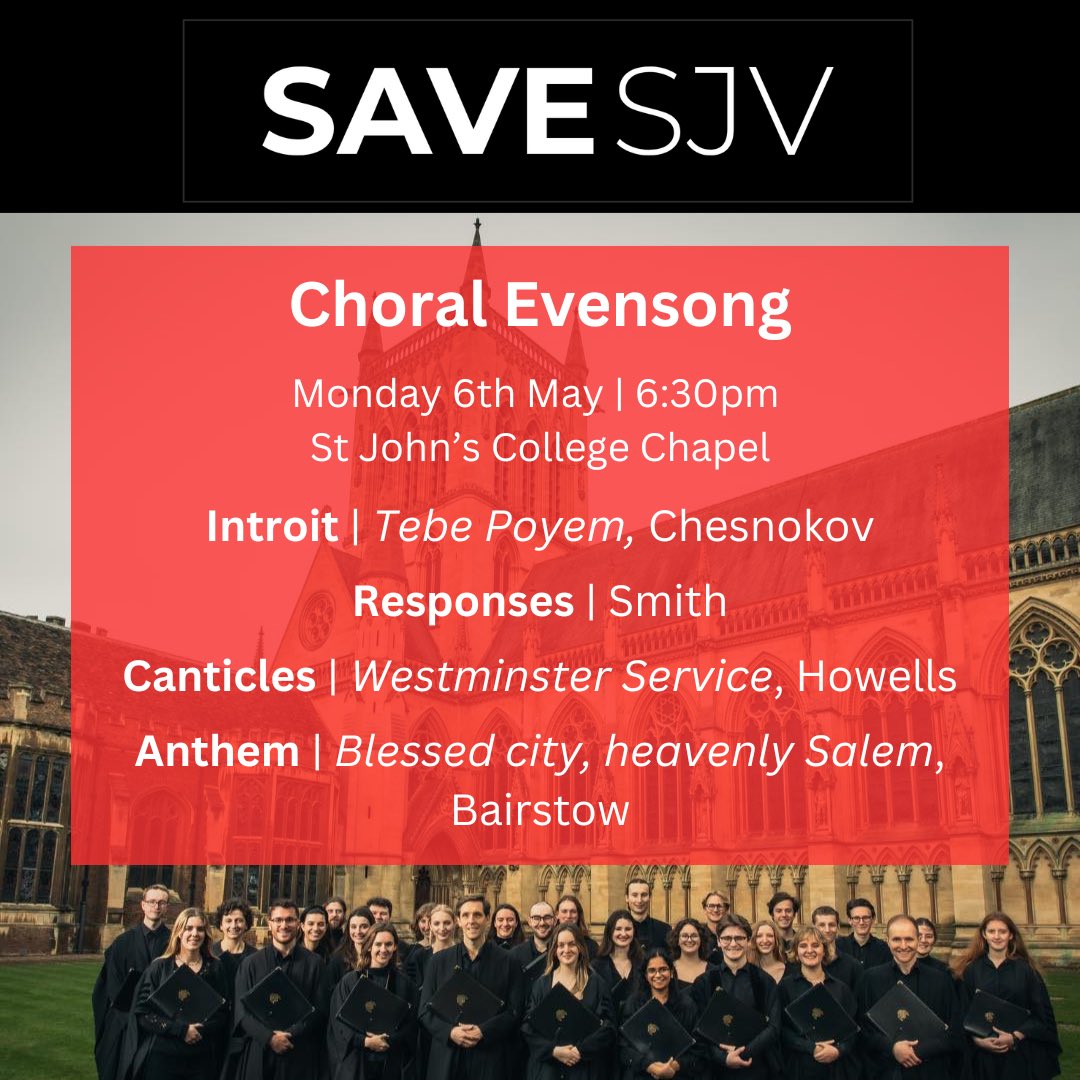 Tonight’s SJV Evensong features some great music. We are greatly looking forward to it and to seeing lots of people there!