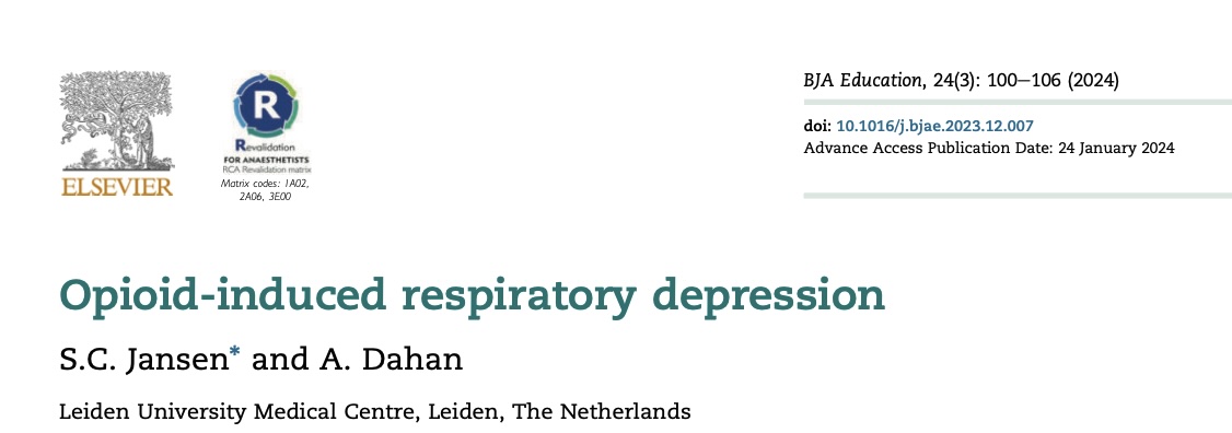 Dr. Jansen & Prof. Dahan explore opioid-induced respiratory depression in this #BJAEd review article. Read more about this critical topic to better understand who is at risk (including risk scoring), and the choices of management. Full article available at bjaed.org/article/S2058-…