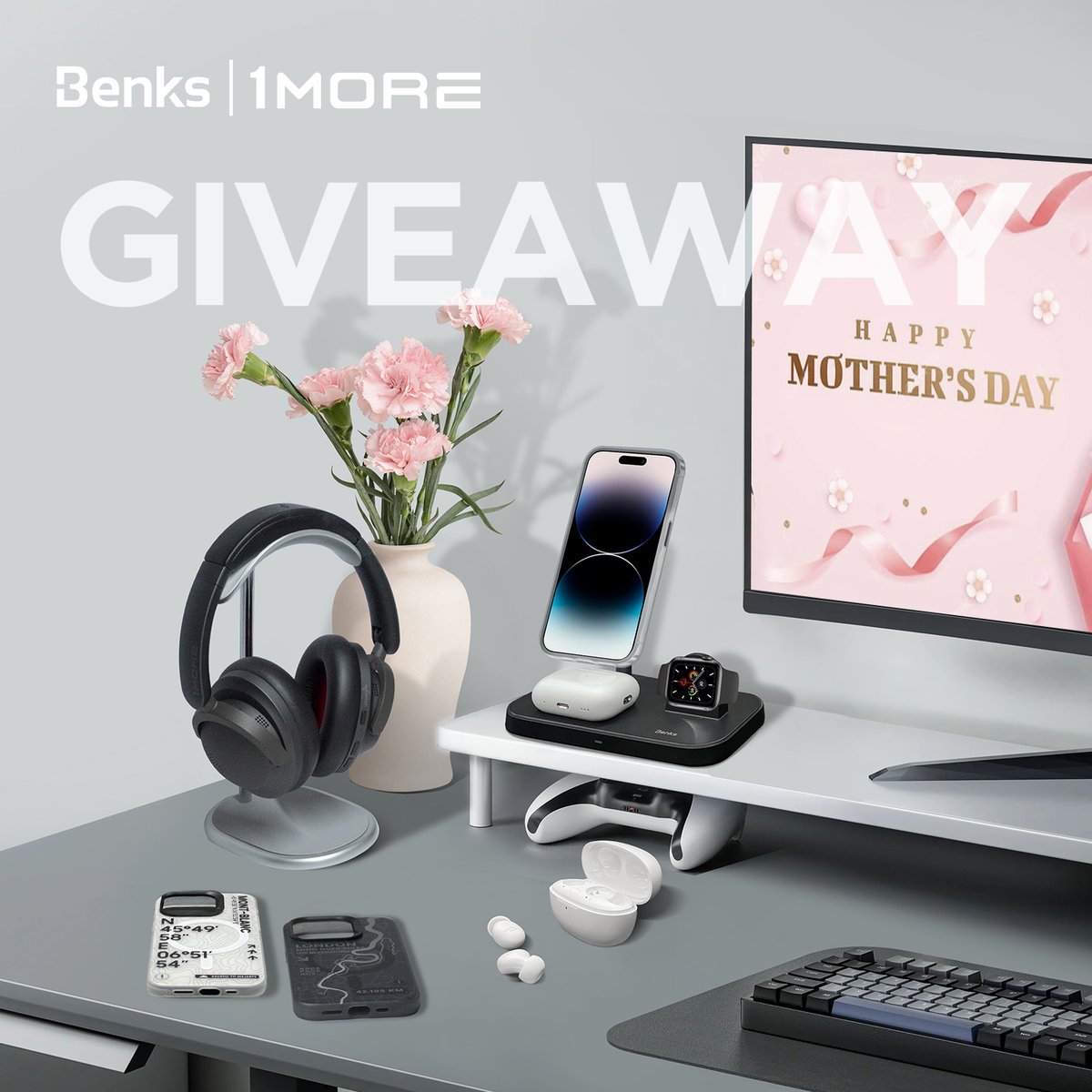 💐 Celebrate the incredible moms in your life with @1MoreGlobal and @Benks_Official! 💐 

To Enter:
- Follow @1MoreGlobal & @Benks_Official
- Like & RT
- Tag 2 friends

🌍Open worldwide. End on May 12, 11:59pm PST.
3 winners will be randomly chosen from IG and X.🌟🎊