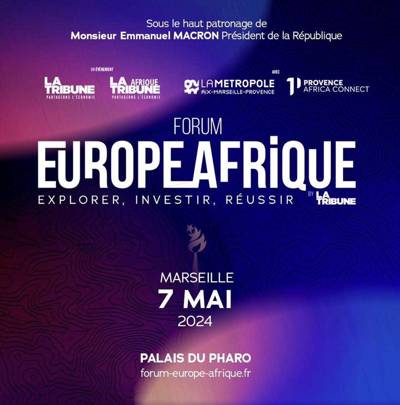 🚨 𝗙𝗼𝗿𝘂𝗺 𝗘𝘂𝗿𝗼𝗽𝗲 𝗔𝗳𝗿𝗶𝗾𝘂𝗲 𝟮𝟬𝟮𝟰 - "Un pont entre continents" organisé par <a href="/LaTribune/">La Tribune</a> ! 

Marseille Innovation partenaire de cet évènement majeur ! 🤝

📅 J-1 RDV Demain !

📍Marseille, Palais du Pharo

➡️Inscriptions : forum-europe-afrique.fr/fr