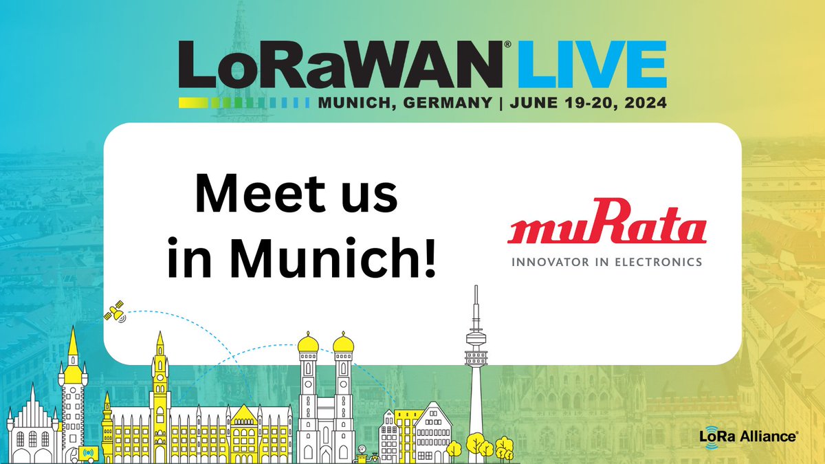 Thank you @MurataEurope for being a Silver Sponsor of #LoRaWANLive in Munich this June! Don't miss Murata presenting on the Mainstage as well as in the Marketplace showcasing their #LoRaWAN solutions. Register to join us! hubs.li/Q02vXrT00