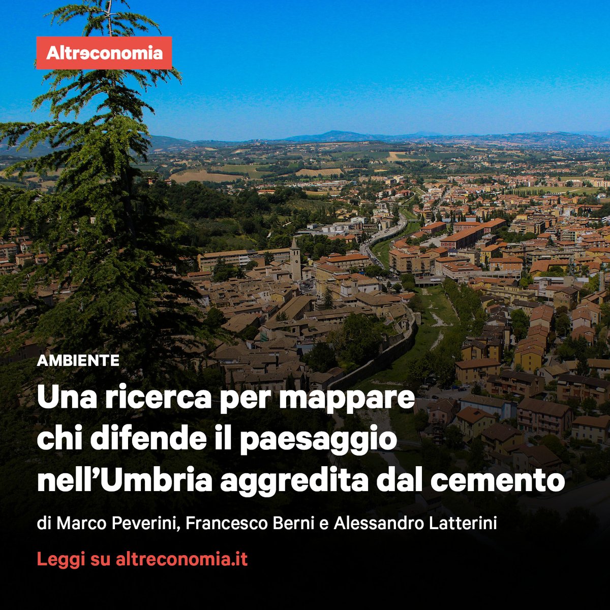 In #Umbria il suolo viene consumato a un ritmo ben superiore alla media nazionale a causa di una pianificazione urbanistica dissennata. Un gruppo di ricercatori indipendenti punta a indagare natura e metodi partecipativi del fenomeno di chi resiste

👉altreconomia.it/una-ricerca-pe…