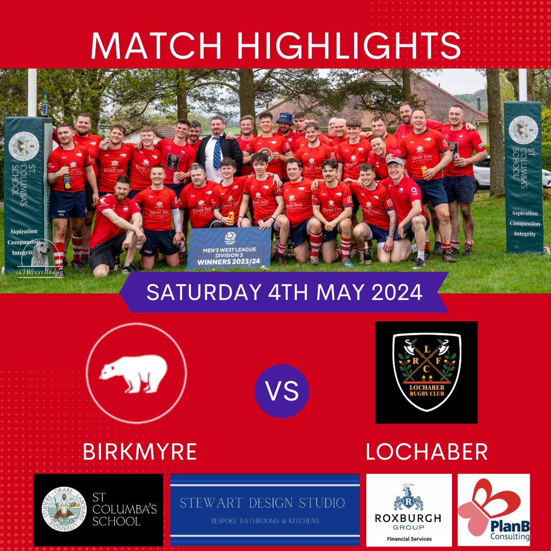 Thanks to our friends @WeegieRugby you can view our match highlights here.

youtube.com/watch?v=D3qEHL…

#rugbyunion #rugbylife #scottishrugby #birkmyrerfc #birkmyrerugby #birkmyrerugbyclub #birkmyrebears #matchhighlights