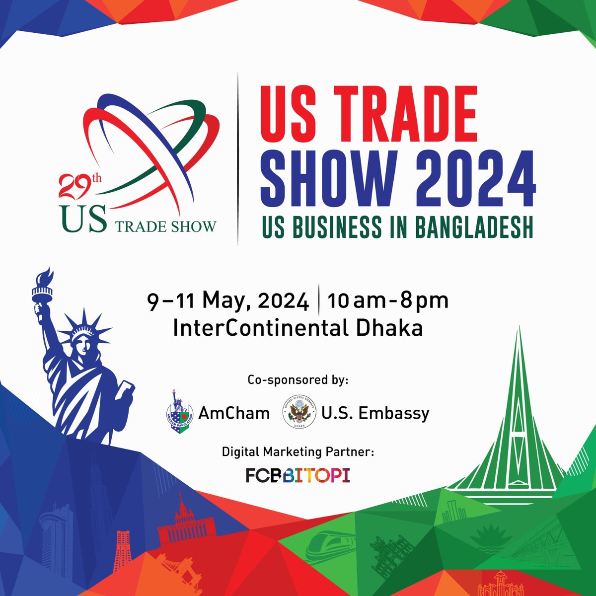 🇺🇸✨ Get ready, Dhaka! The annual U.S. Trade Show returns May 9-11 at InterContinental Dhaka. Explore a wide range of top American products and services. Be part of insightful seminars on studying in the USA, visas, women empowerment in the AI era, USAID initiatives and more!…