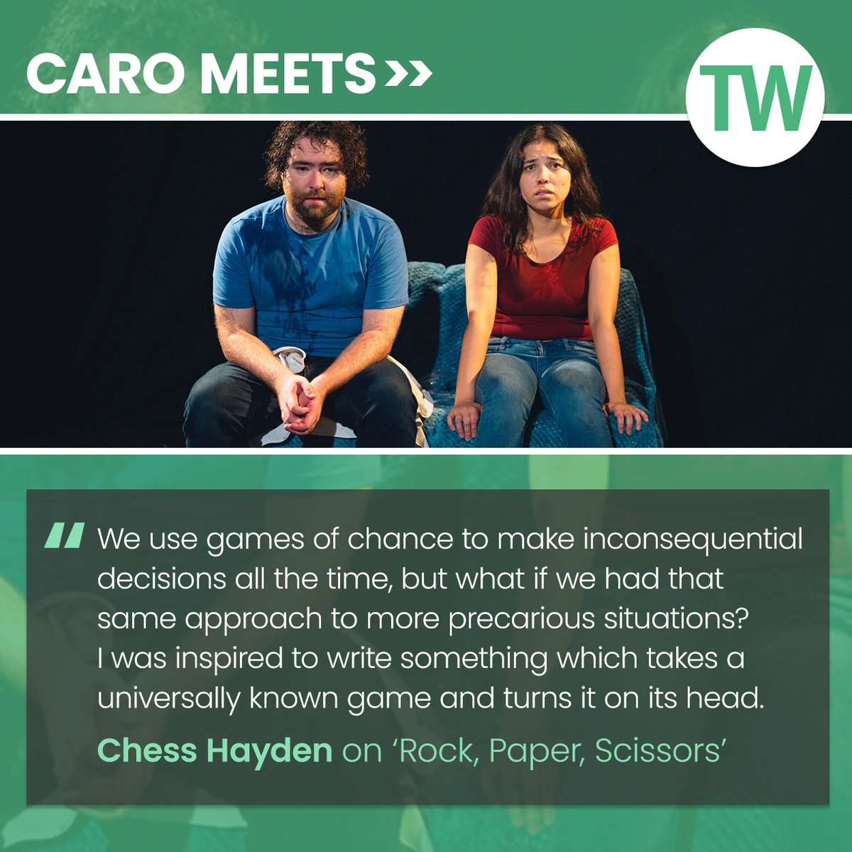 This week Caro Meets Chess Hayden to discuss her show 'Rock, Paper, Scissors' at The Hope Theatre from 7-11 May: bit.ly/3wlmUv2 @TheHopeTheatre @FrecklesFaced