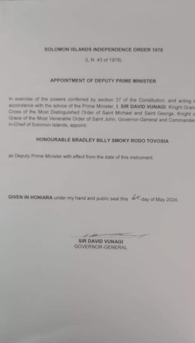 Solomon Islands new deputy PM may have best name in politics… ‘Bradley Billy Smoky Rodo Tovosia’ Incredible! Hats off to his parents!